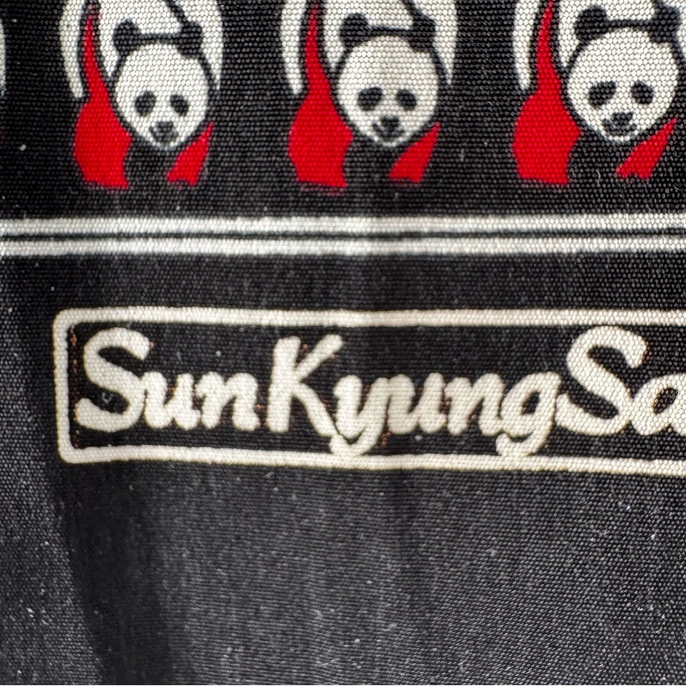 Silk Panda Print Scarf – 🐼 Sun Kyung Sa -Black, White & Red - Picture 4 of 7